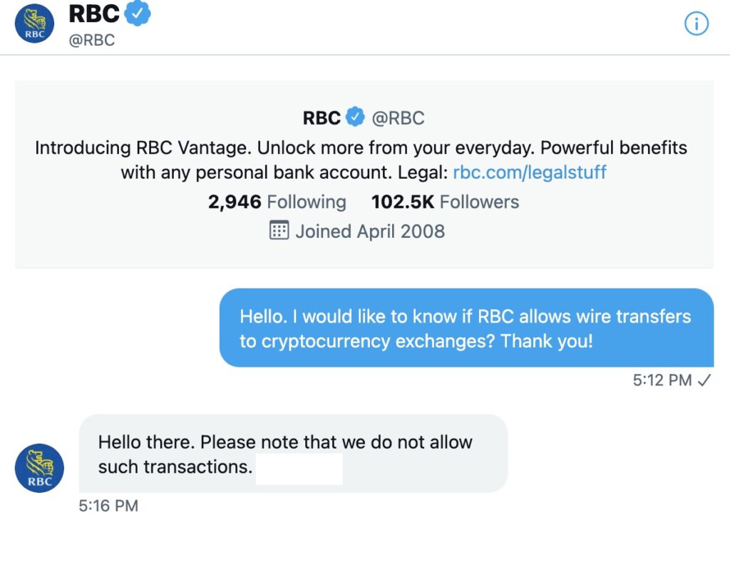 Chat with RBC about purchasing cryptocurrency