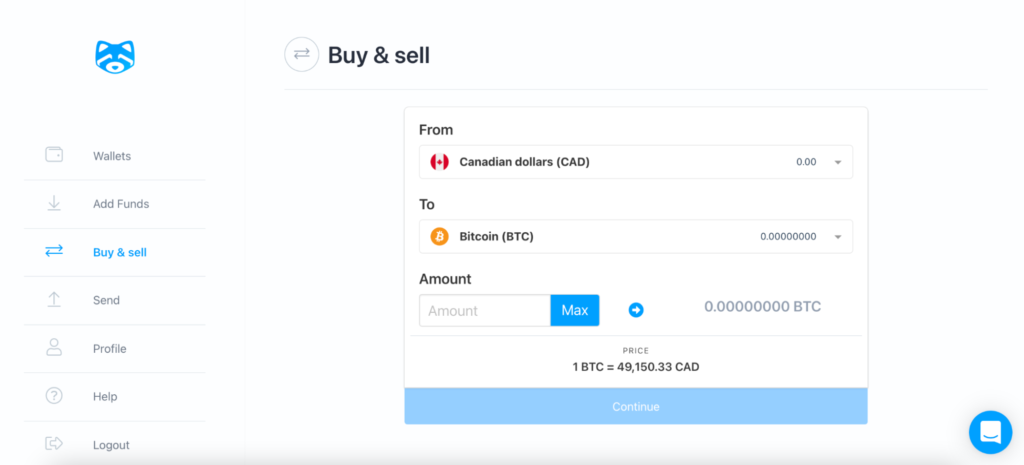 Cryptocurrency buy & sell process in Shakepay