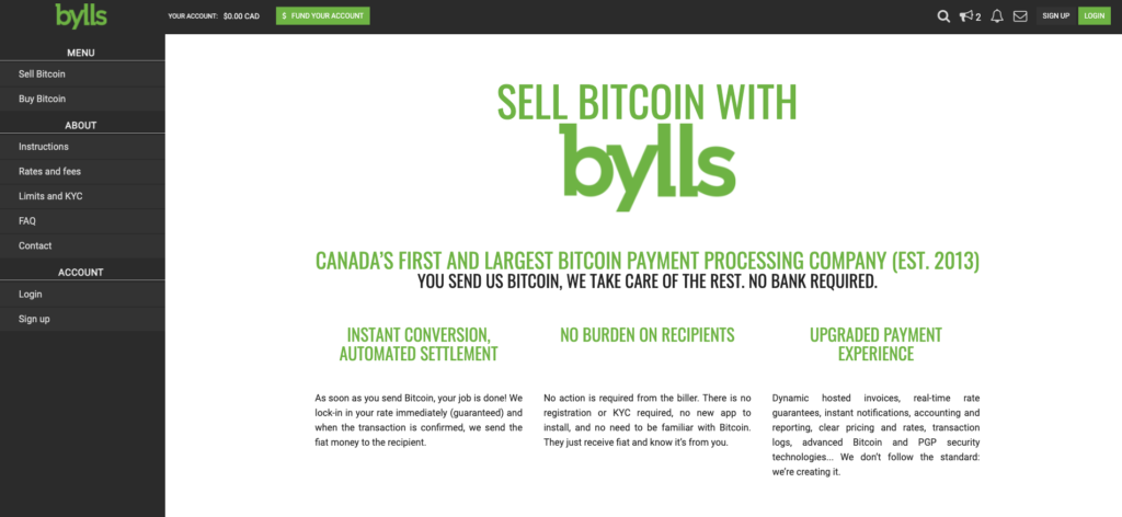Bylls website screenshot