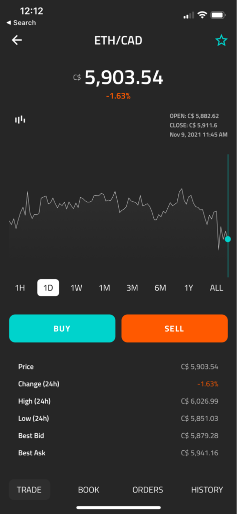 Reviewing CoinField's mobile app interface 