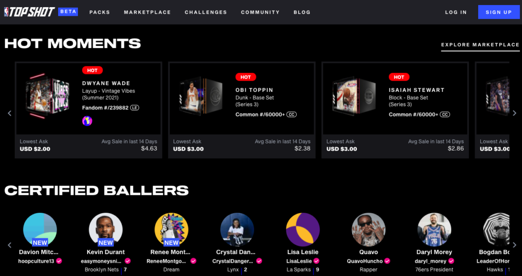 NBA TopShop platform to buy NFT