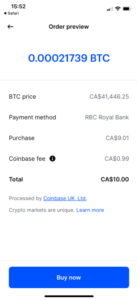 Trading on Coinbase app