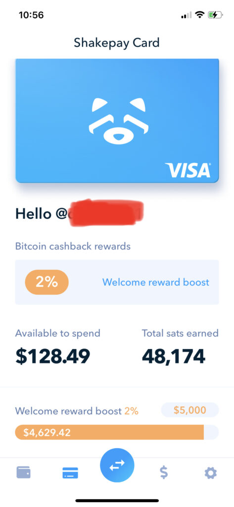 Shakepay crypto card screenshot from the app