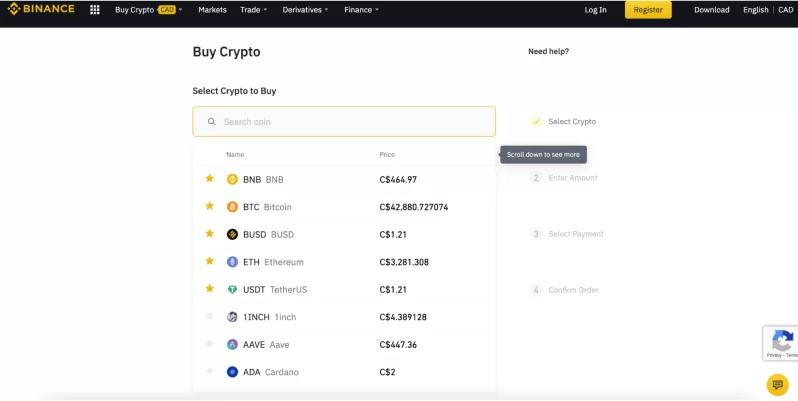 Binance desktop platform (Convert)
