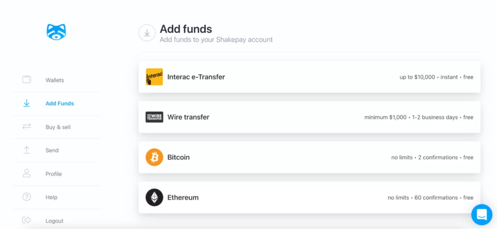 Easy depositing in Shakepay app