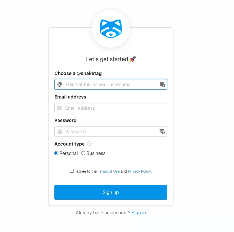 Shakepay starting registration steps