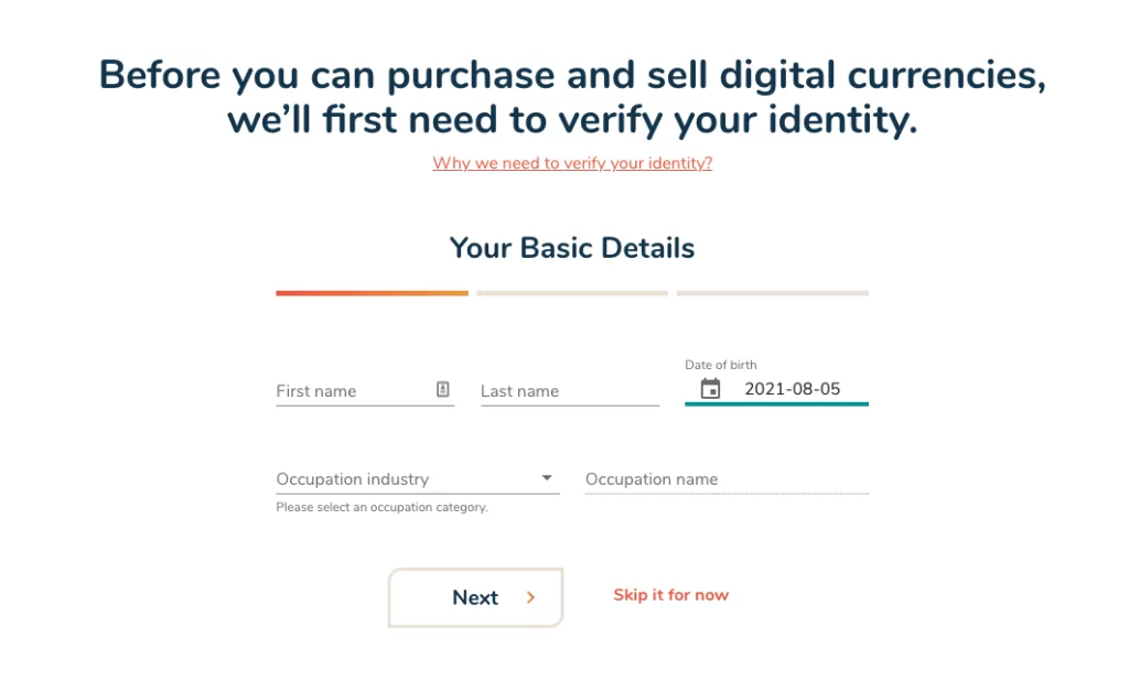 Identity verification process at Bitbuy