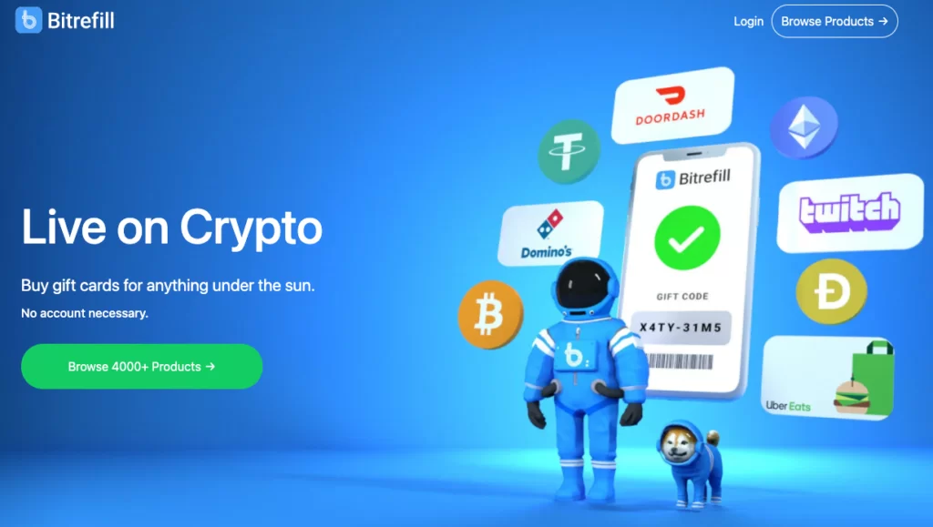 Bitrefill website screenshot