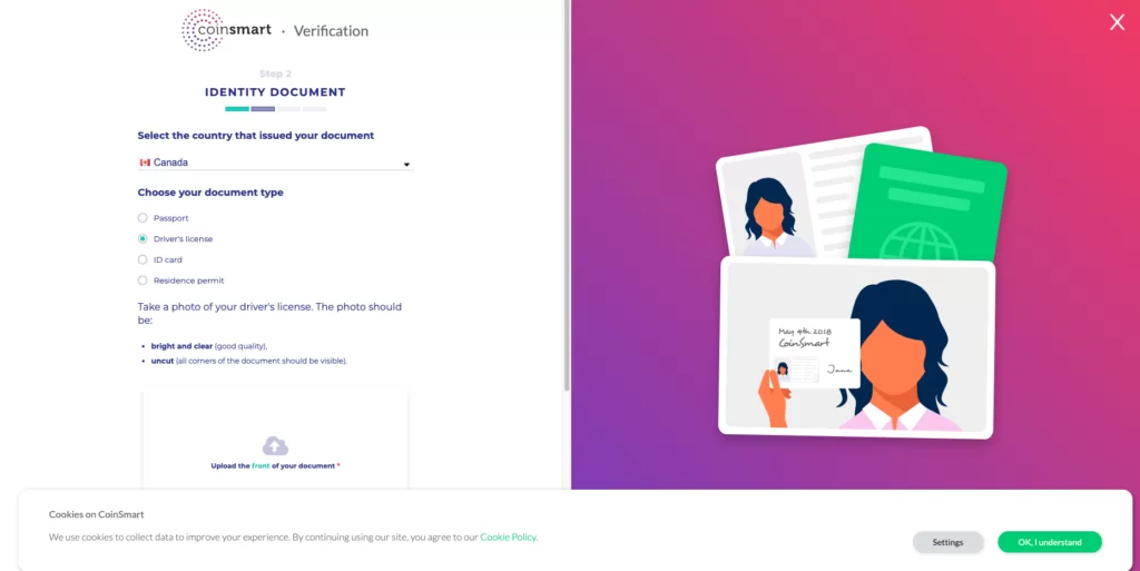 Coinsmart registration screen