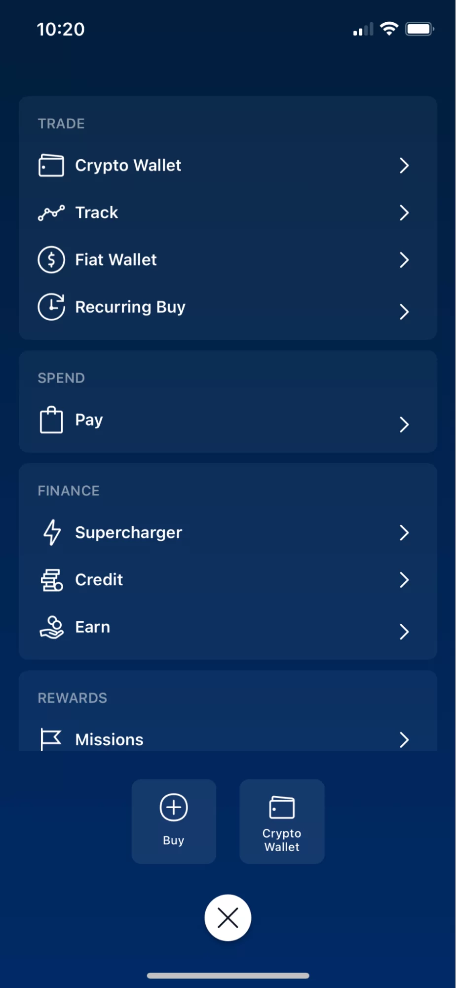 Crypto.com app interface