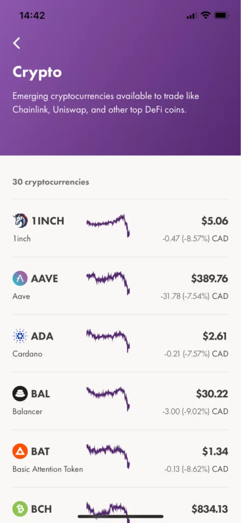 Trading cryptocurrencies in Wealthsimple app
