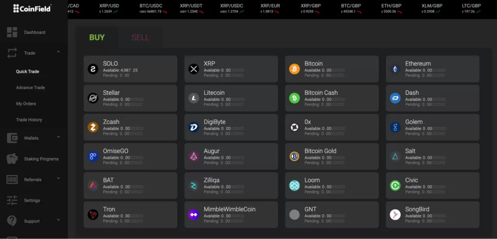 Reviewing CoinField's usability from desktop version