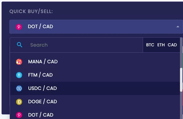 Sell cryptocurrency on NDAX step 2