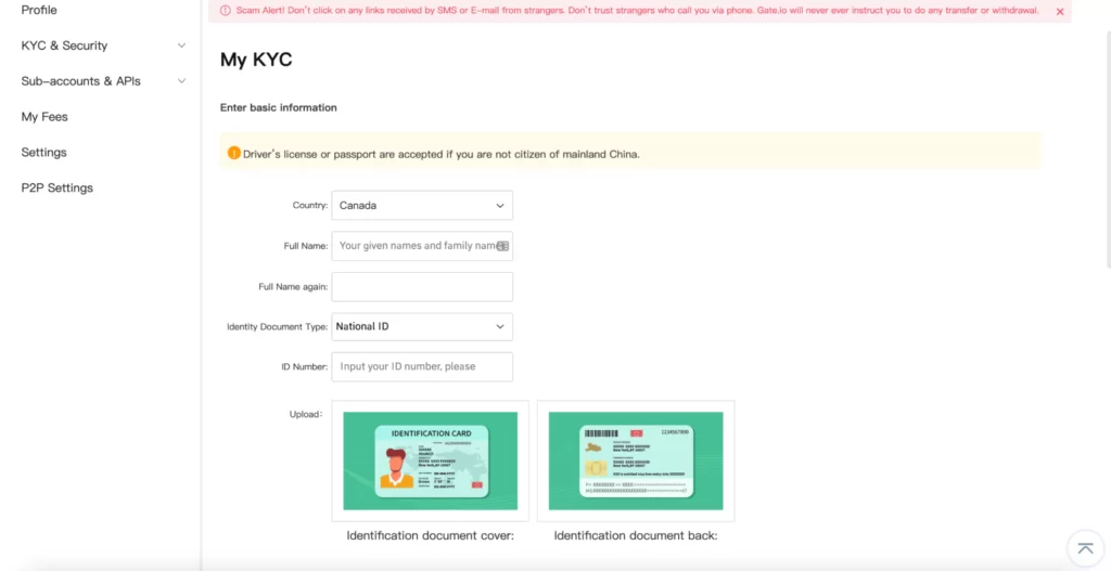 Signing up with Gate.io