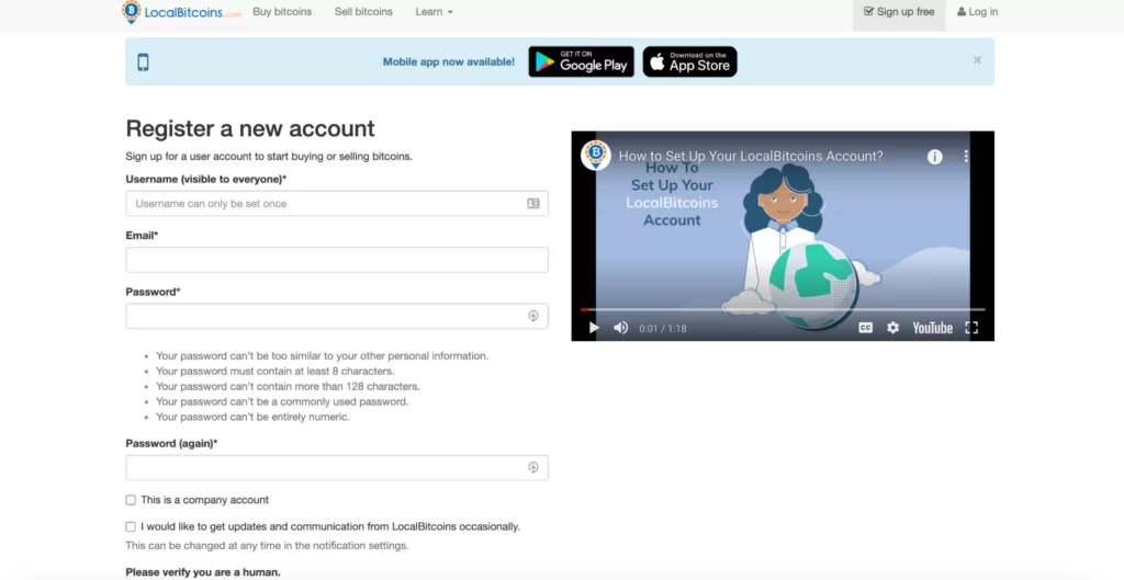 Registering on LocalBitcoins