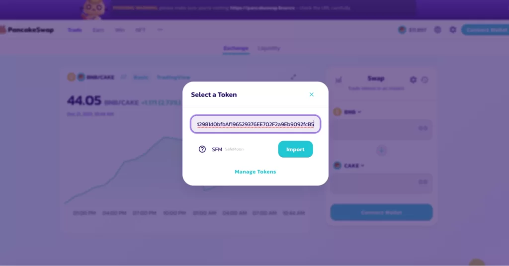 Swapping BNB for SafeMoon via PancakeSwap