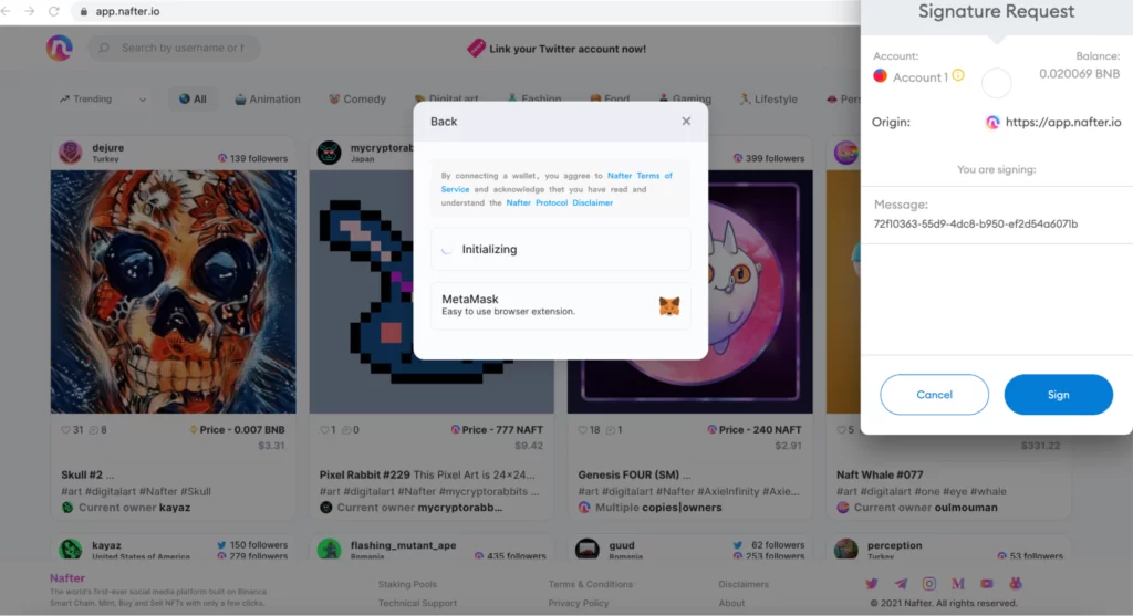 Minting NFT with Nafter app