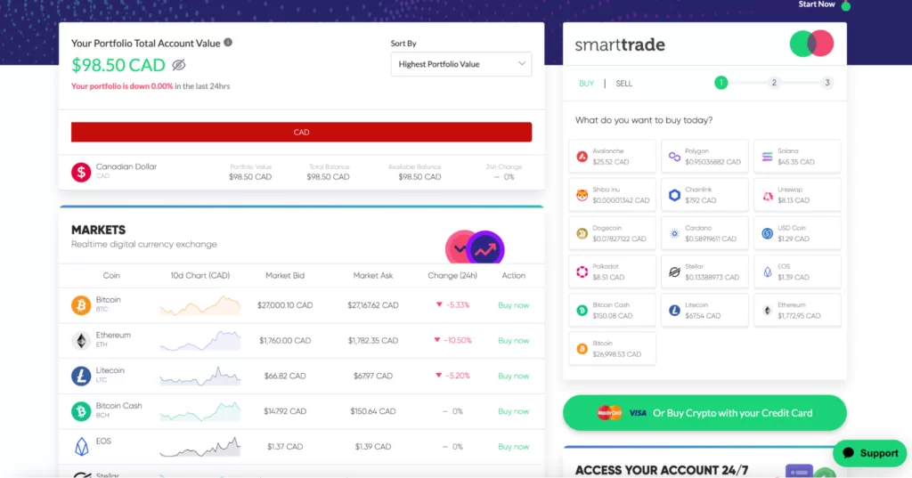 Buying crypto with Coinsmart