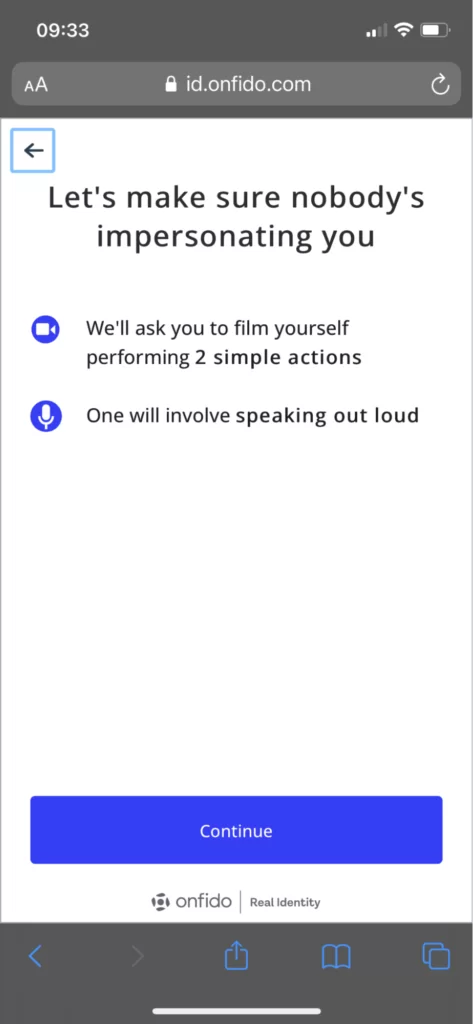 Selfie verification with Coinberry