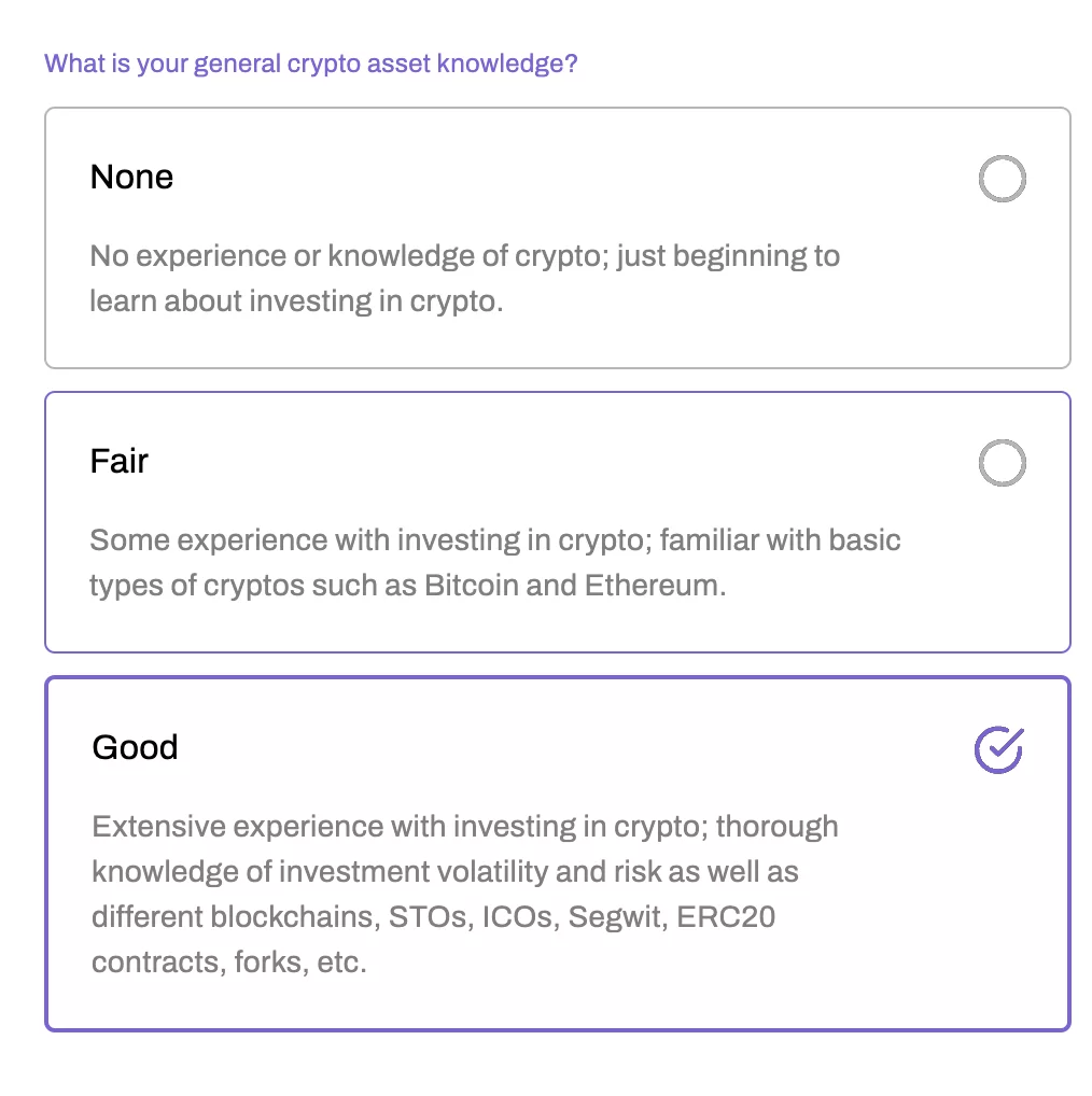 Knowledge test from Coinberry