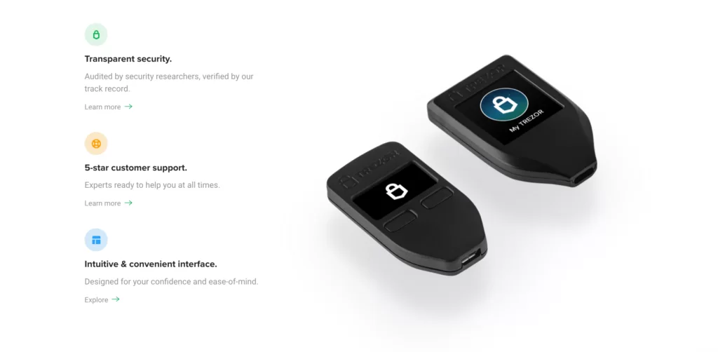 Trezor model T safe features