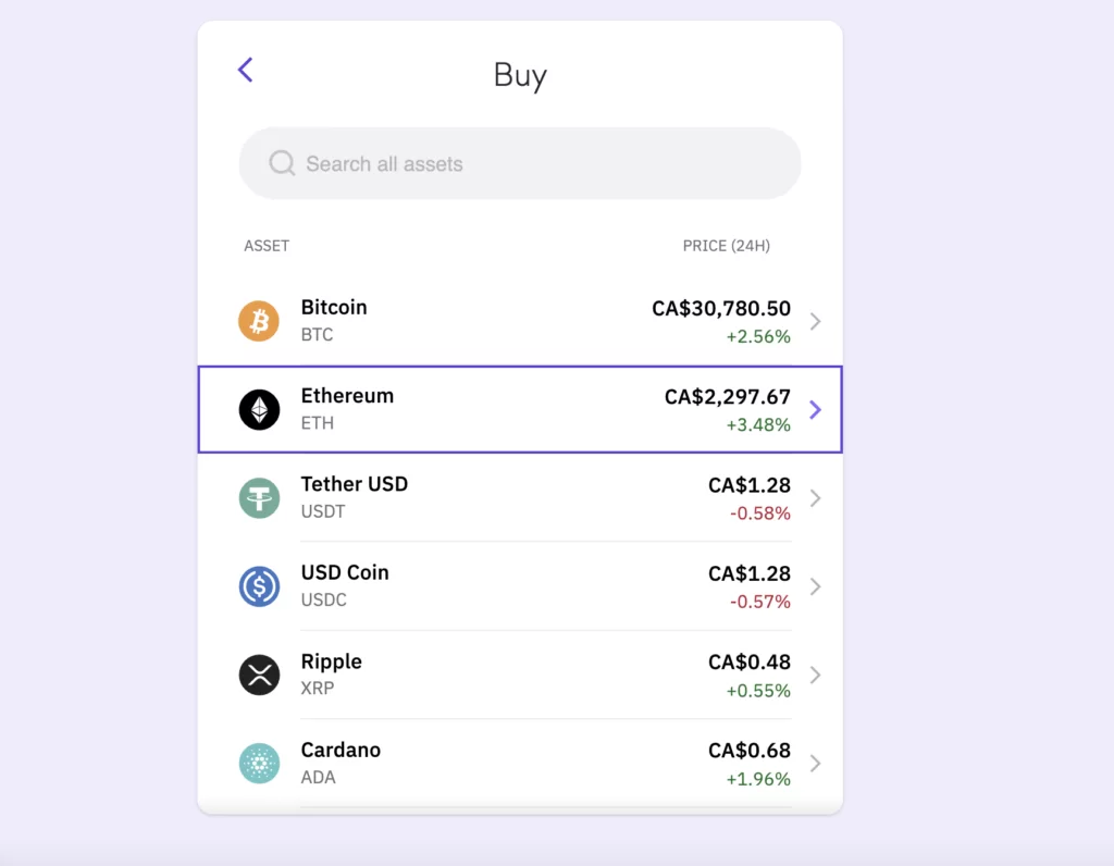Instant buy on Kraken