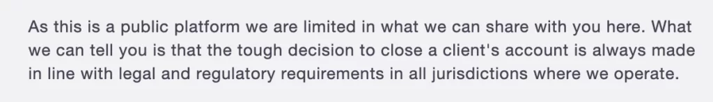 Bad explanation from Kraken regarding closing a Canadian account