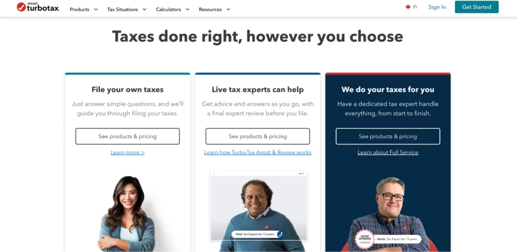 TurboTax main page