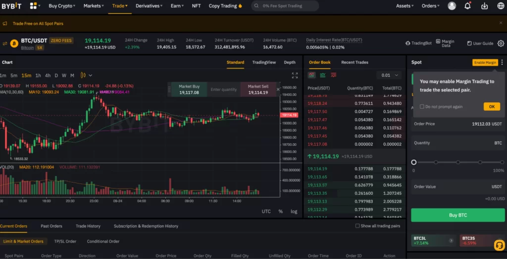 Desktop view for ByBit app