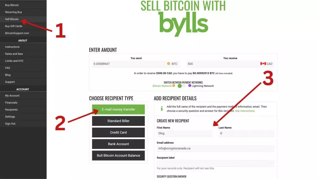Cash out BTC via Bull Bitcoin Exchange (1)